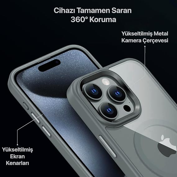 Case Back Crystal Clear Glass Appearance Edges Shock Absorbing Silicone Hybrid Case Compatible with SUPER-CRYSTAL Magsafe for Minesk iPhone 16 Pro (Titanium Grey, 16 Pro)