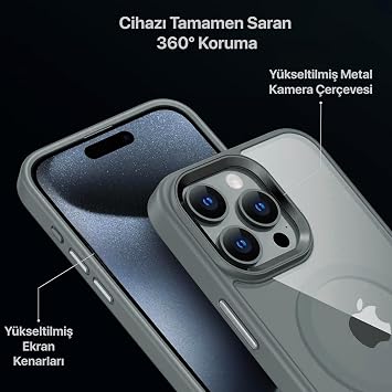 Case Back Crystal Clear Glass Appearance Edges Shock Absorbing Silicone Hybrid Case Compatible with SUPER-CRYSTAL Magsafe for Minesk iPhone 16 Pro (Titanium Grey, 16 Pro)