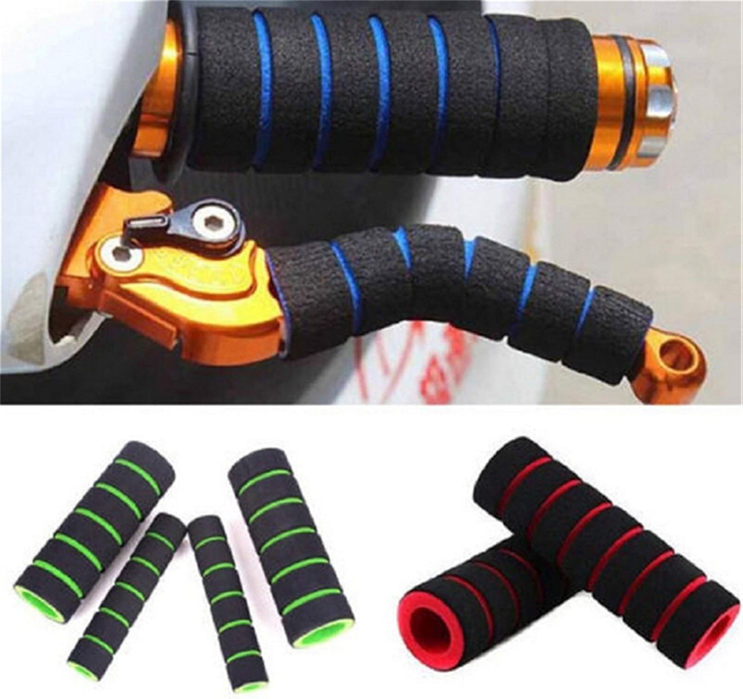 Cycling Bike Handlebar Tape Road Bike Foam Grip Bike Tape，Bike Handlebar Grips Bicycle Grips，Bike Cycle Handlebar Grips，Handlebar 4pcs/Set Universal Grip Comfort Sponge Foam Handle Bar Motorcycle Scoo