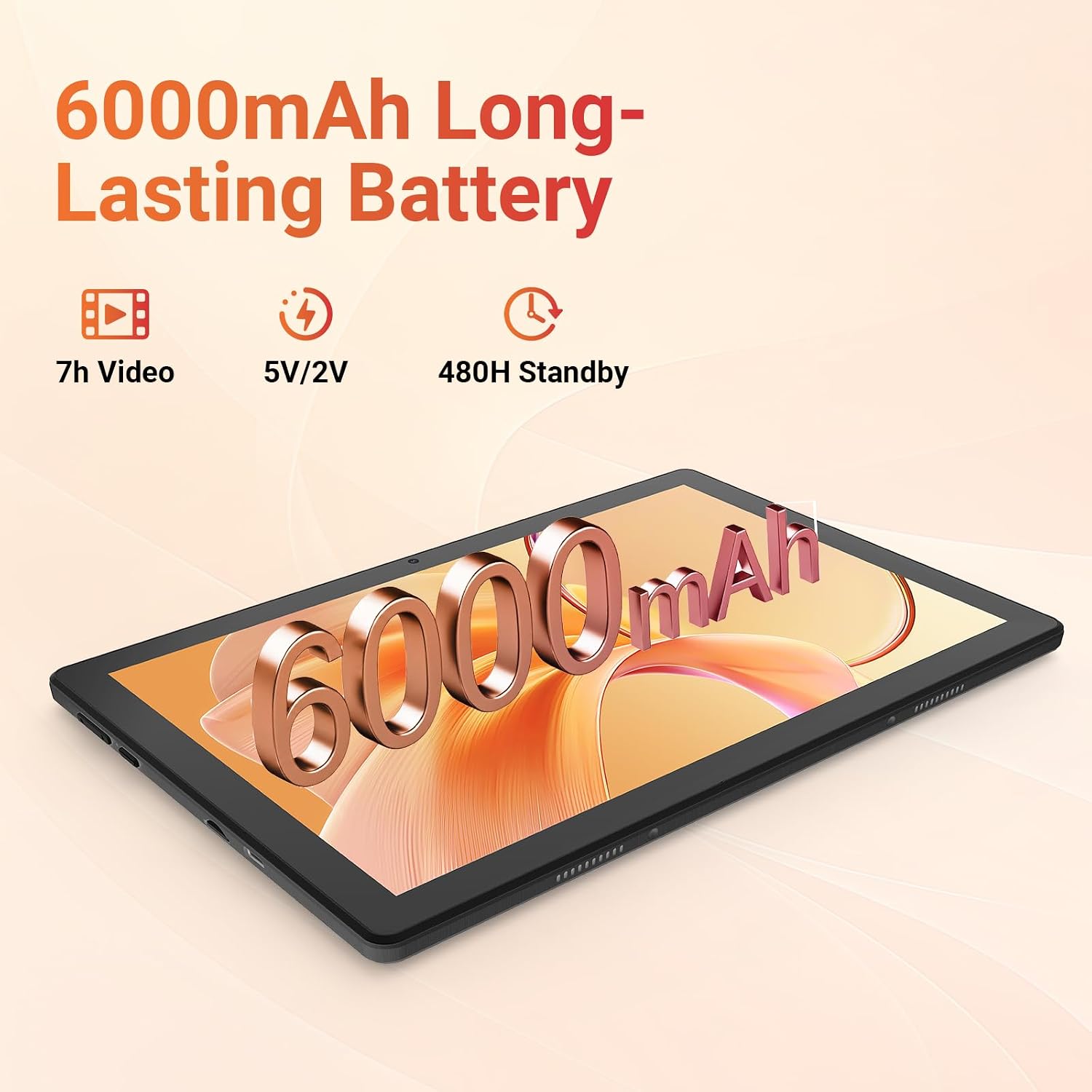 Gleeso Tablet, 2026 Latest 10 Inch Android 16 Tablet, 24GB+64GB+1TB TF, 6000mAh Battery, Fast Charging, HD Display, Widevine L1, Dual Camera, Face ID, Split Screen, Light, Portable