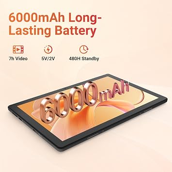 Gleeso Tablet, 2026 Latest 10 Inch Android 16 Tablet, 24GB+64GB+1TB TF, 6000mAh Battery, Fast Charging, HD Display, Widevine L1, Dual Camera, Face ID, Split Screen, Light, Portable