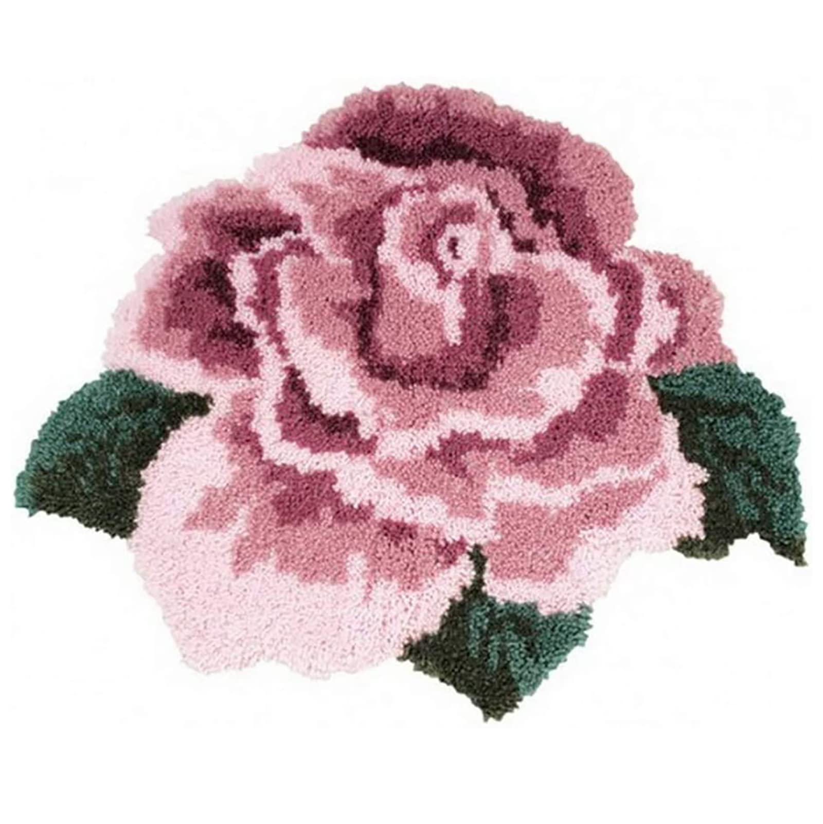 ZFFLYH Latch Hook Kits for Adults Kids Rug Tapestry Mat Kits Unique Shape Pre-Printed Pattern Crochet Yarns Embroidery Home Decoration 20X15in,Pink Rose
