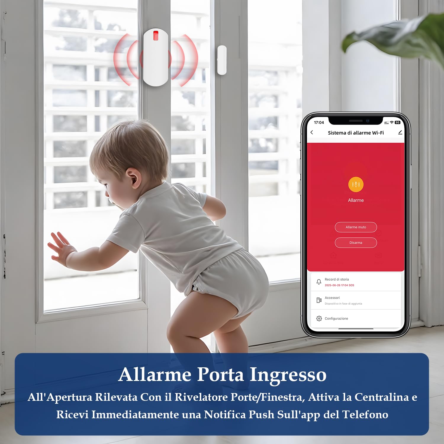 YISEELE Allarme Casa Senza Fili: Antifurto casa con connettività 5 GHz Wi-Fi e App salvavita anziani - Incluso Sirena 125DB - 6 Sensori Porta/Finestra - 2 Telecomandi - Hub - Compatibile Alex & Google