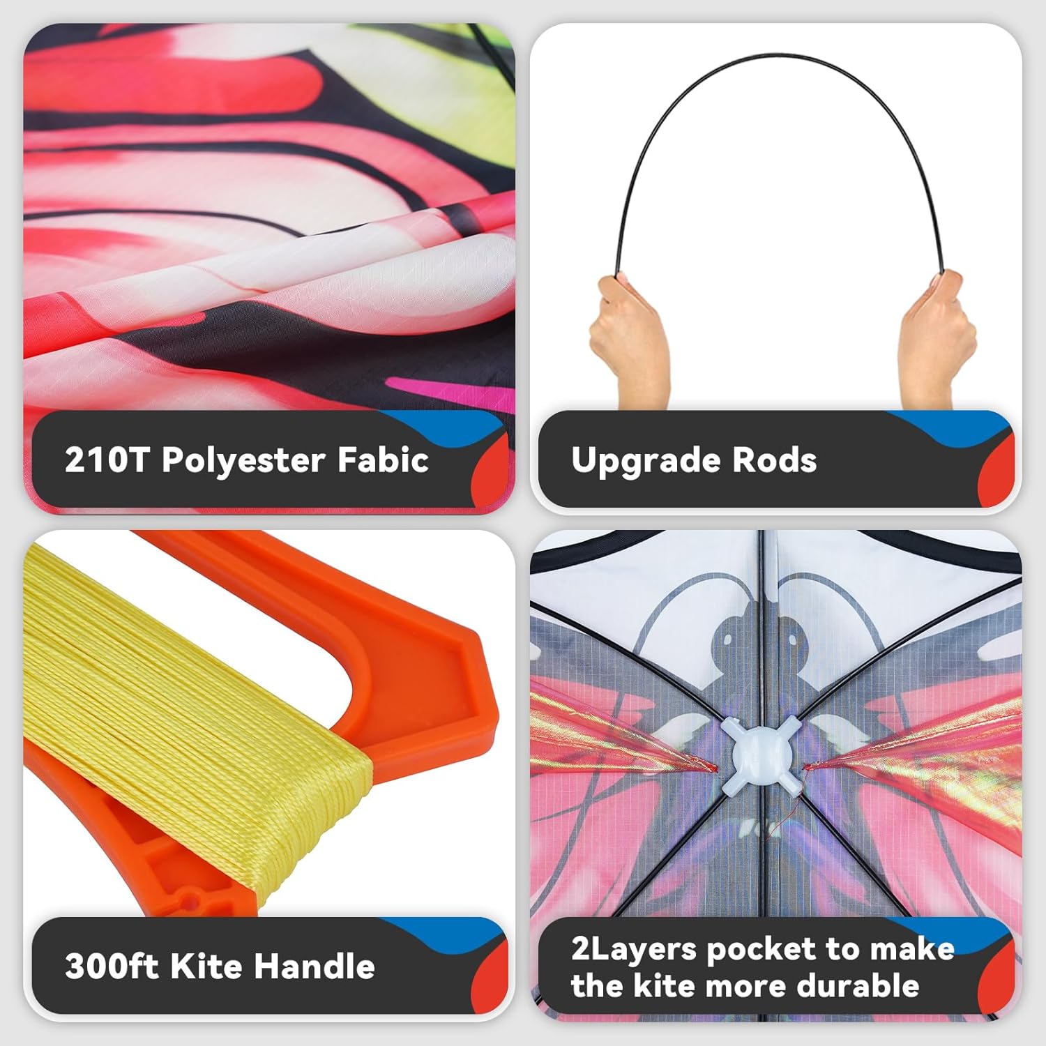 SGftre Red Tulle Butterfly Kite for Kids & Adults ，Easy to Fly Outdoor Fun Sports Beach Kids Children Outdoor Toys Kites (Tulle Butterfly-red)
