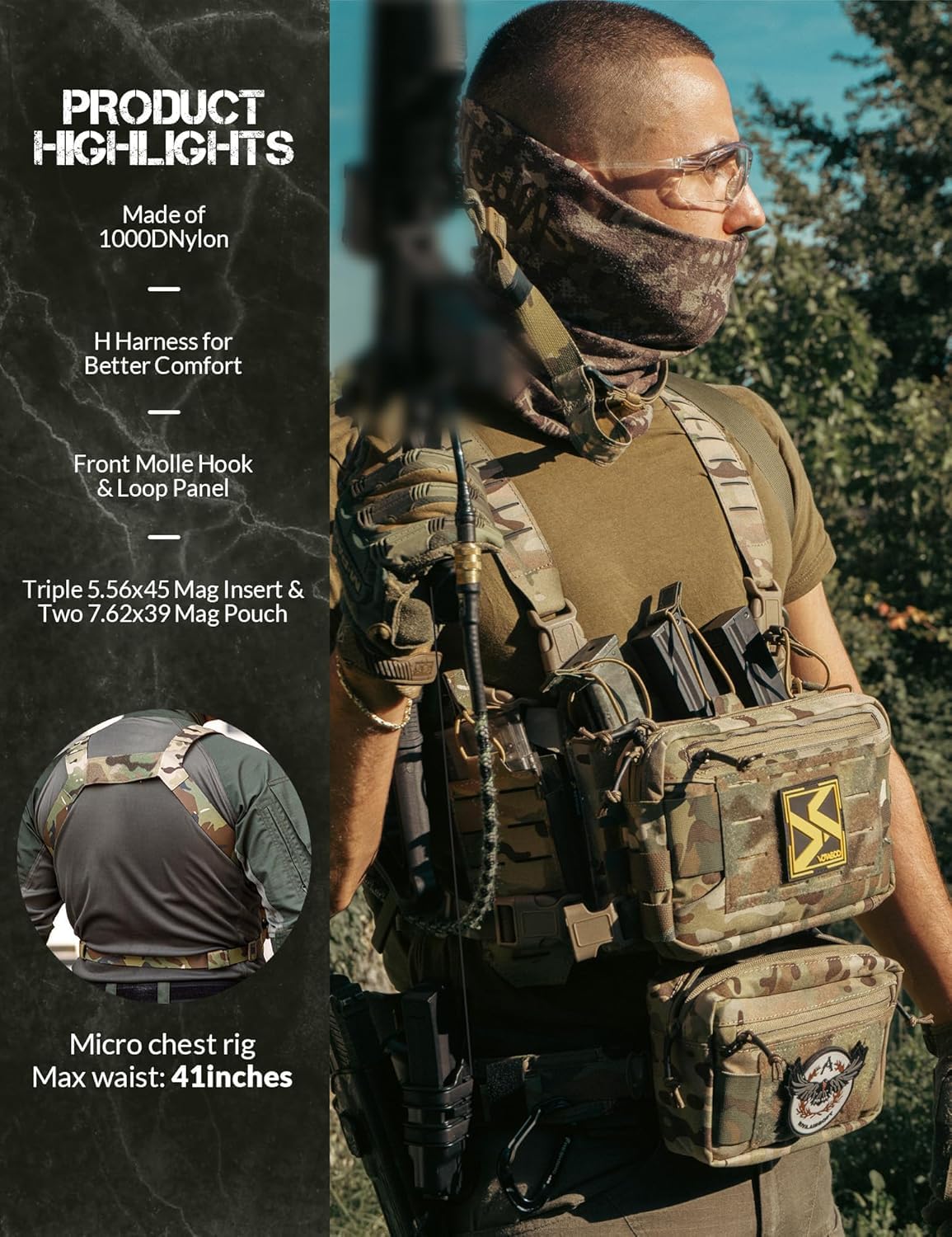 Snapklik.com : BOMTURN Chest Rig Tactical Airsoft Chest Rig 1000D Molle ...