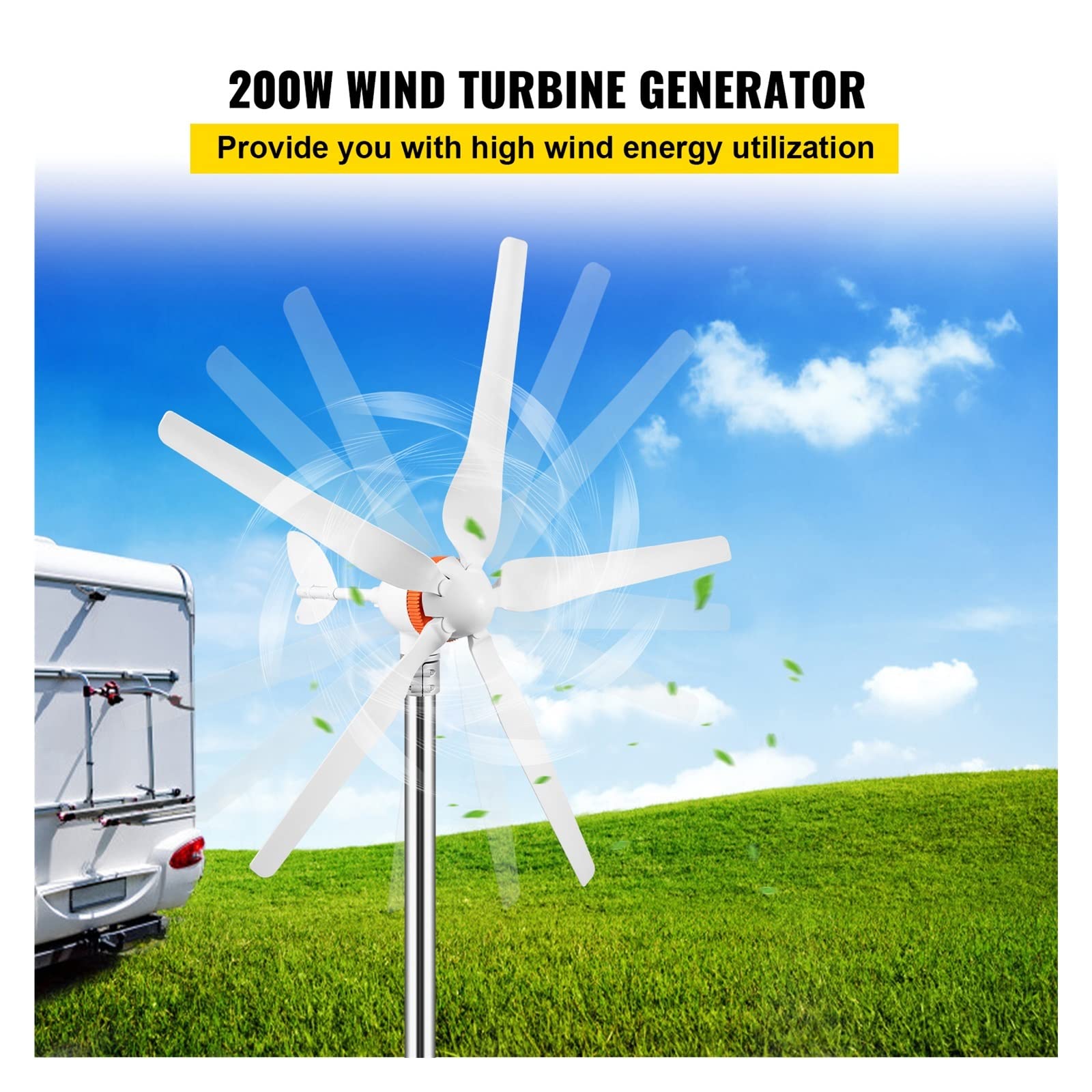 Generador de turbina eólica 300W 400W 500W con MPPT/controlador de carga molino de viento RV Yacht Farm pequeño generador de viento uso doméstico Adecuado para campos industriales y comerciales(400W 5
