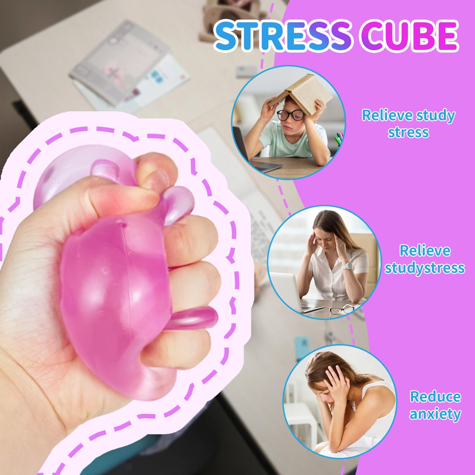 Graphinza Squishy Cubes Squeeze Toys, 1.96" Squishy Cubes Squeeze Toys, Ice Cube Fidget Toy, Sensory Fidget Toys - Image 4