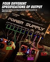 Vista 5 de STRICH SPS-20 Fuente de alimentación para guitarra con 10 salidas DC independientes para pedal de efecto de 9 V/12 V/18 V
