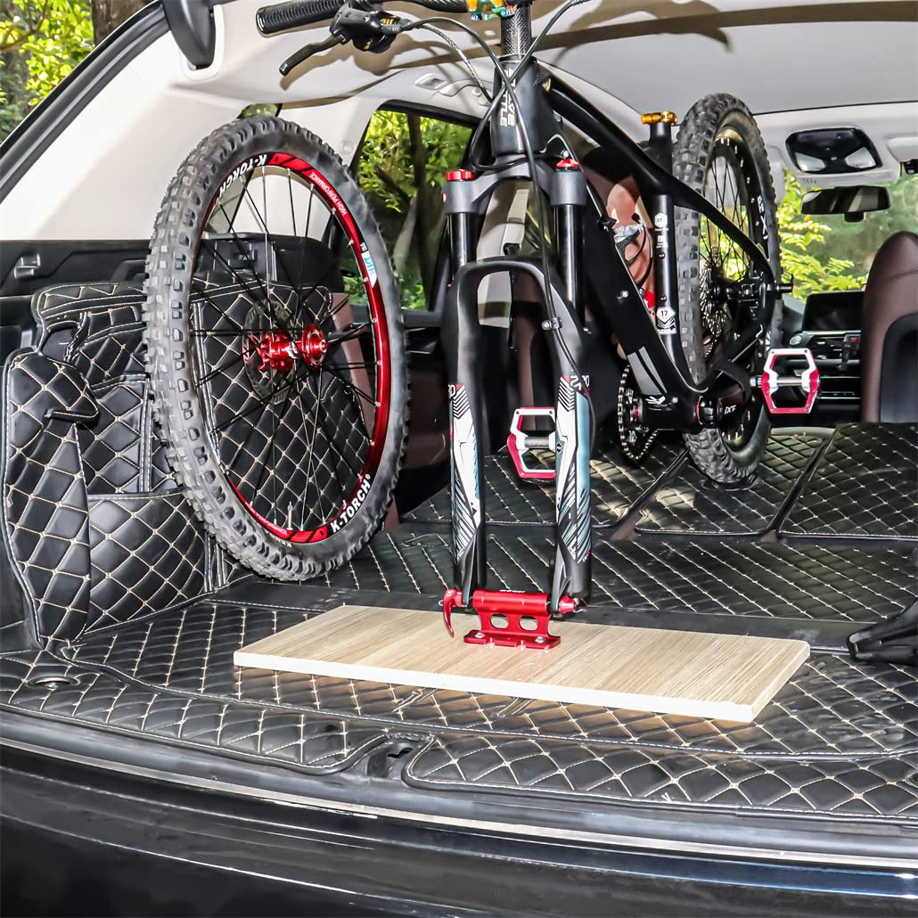 Fahrrad-Halterung für Vorderradgabel + Halterung für Hinterrad, Fahrradständer, Fahrradhalter, Montage an Tür, Gepäck, Auto, Wandern, Radfahren (schwarz)