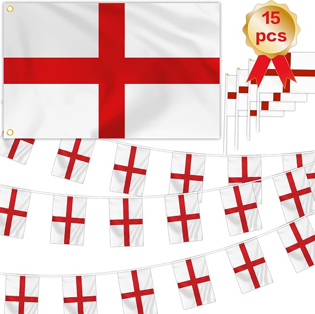 World Cup Decorations 2022 England Bunting World Cup Bunting Flags 2022 Small England Hand Flag England Bunting England Flag Bunting for World Cup Football