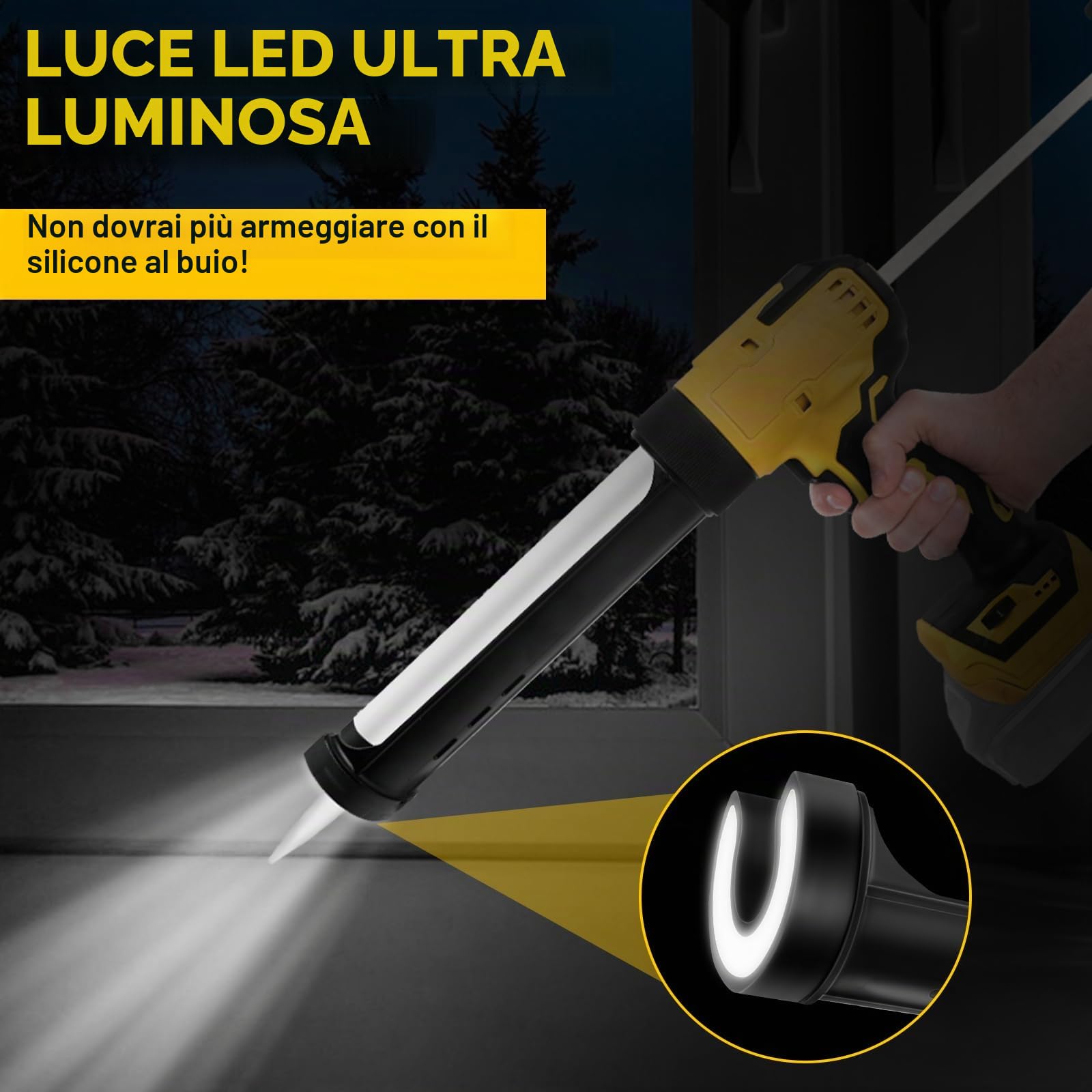 Pistola sigillante a batteria con LED per Dewalt 21V (senza batteria)