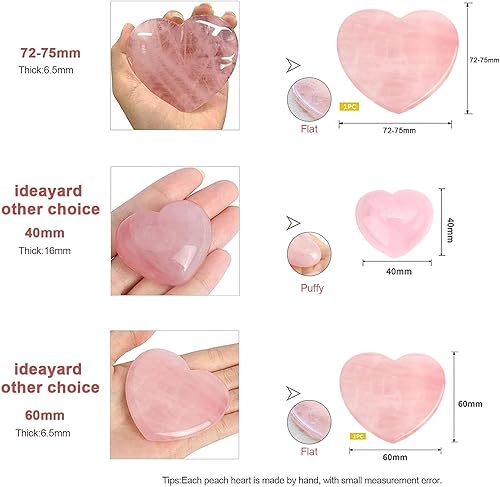 Miniatura 3 de ideayard Corazón de cuarzo rosa de 2953in curativo de cristal de rosa amante meditación de buena suerte alivia la ansiedad el estrés la palma piedra