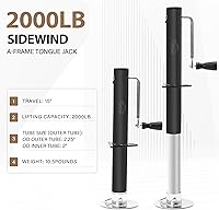 Vista 2 de Gato de lengua para remolque, capacidad de elevación de 2000 libras, marco en A de elevación de 15 pulgadas, resistente - Gato de remolque manual