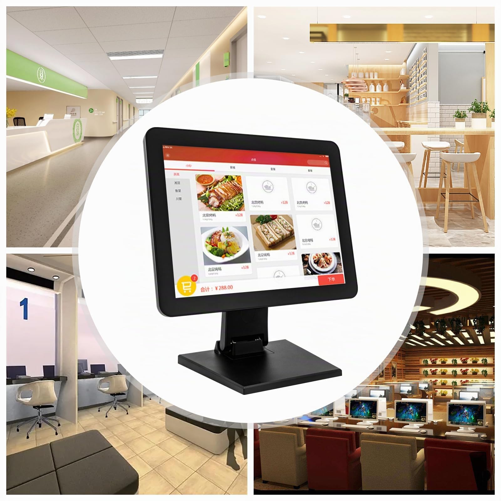 Caisse enregistreuse de 15 pouces Système de caisse Écran de caisse tactile LCD Mode tactile dix points pour la vente au détail, la restauration, l'hôtellerie