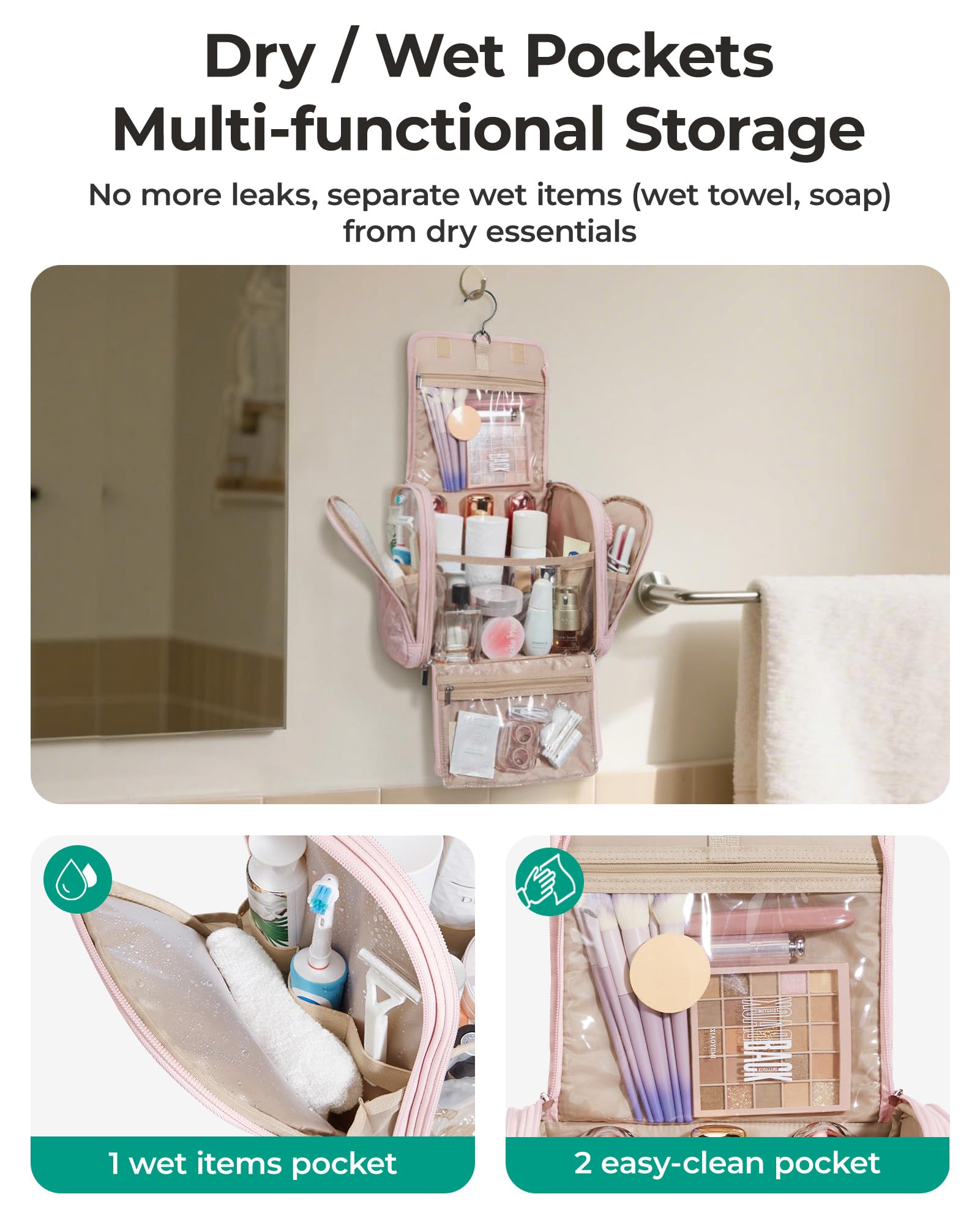 BAGSMART Hanging Travel Toiletry and Cosmetic Organizer