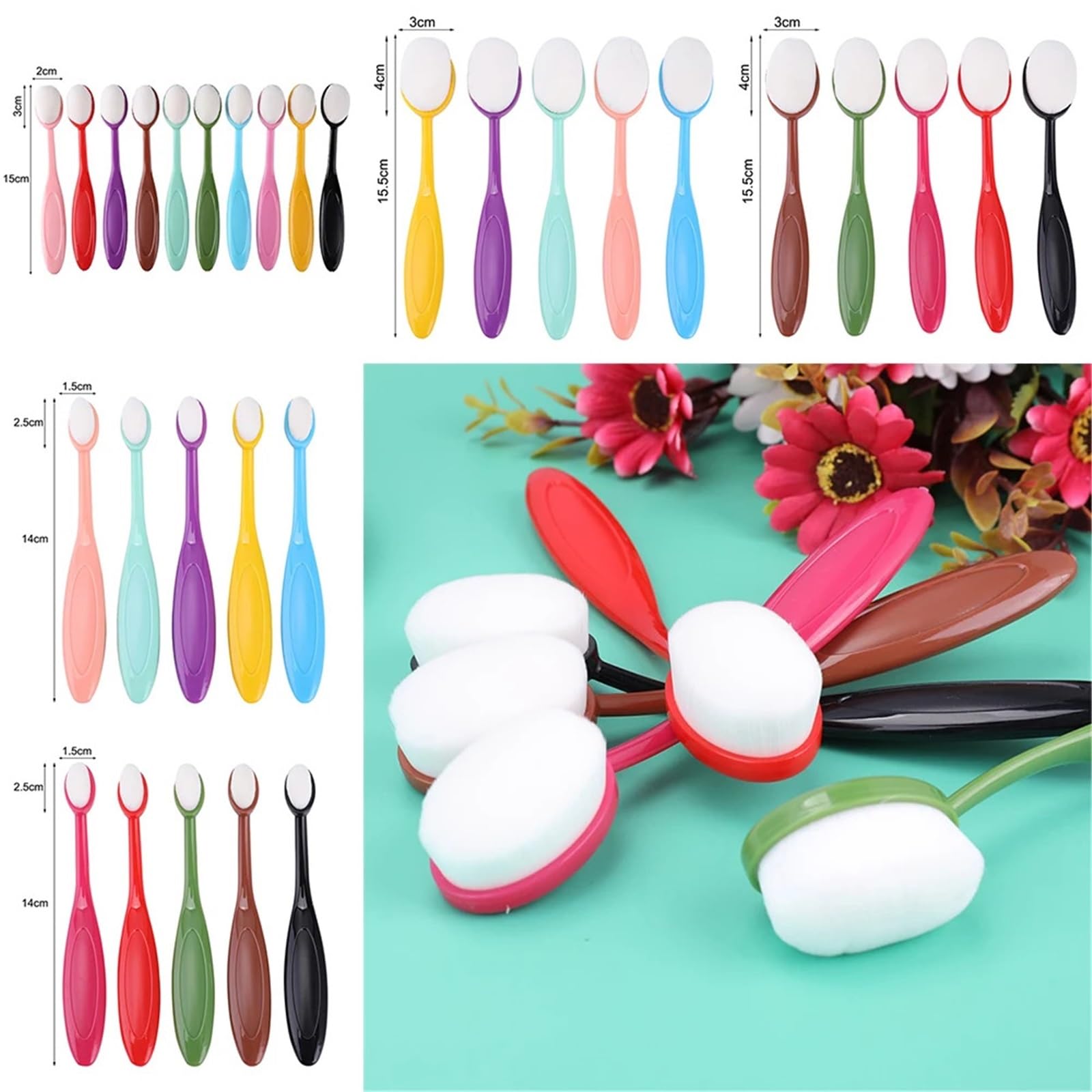 Brochas de mezcla para hacer tarjetas, 40/80 unidades, varios tamaños, juego de tapas de cerdas suaves para manualidades, álbumes de recortes, papel, tarjetas, pintura, aplicación de tinta (color 3)