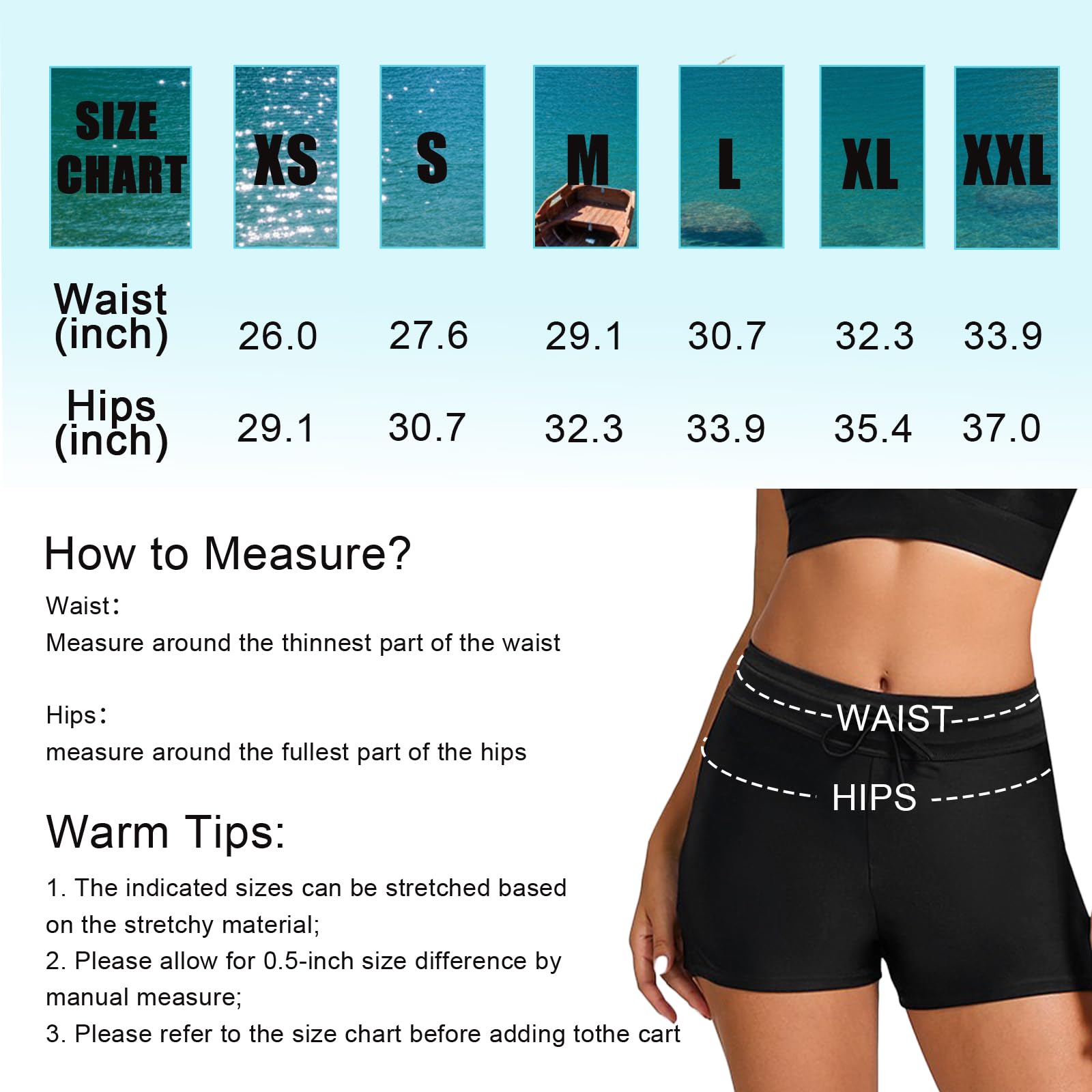 Maillot de bain menstruel pour femme, taille haute 4 plis, étanche, slip intégré et cordon de serrage, short de bain menstruel pour filles et adolescentes