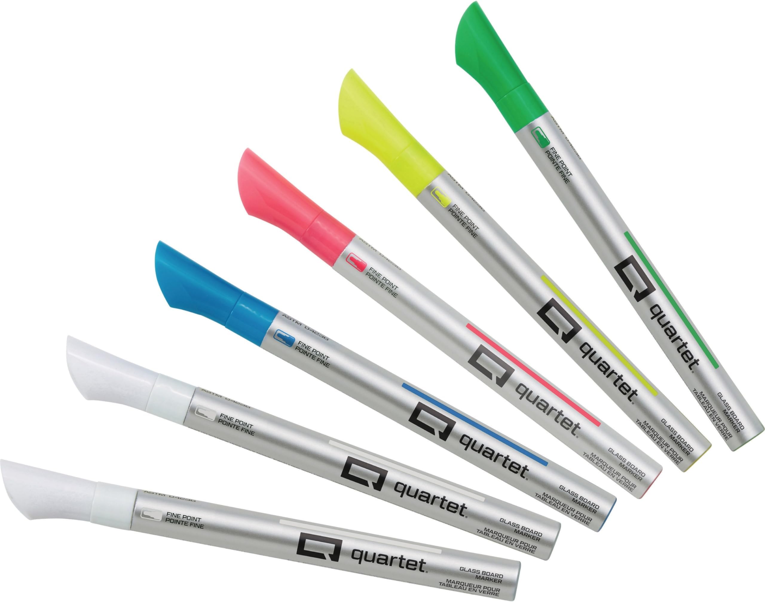 Quartet Dry Erase Markers, Glass Whiteboard Markers, Fine Tip, Assorted Neon Colors, 6 Pack (79558Q)