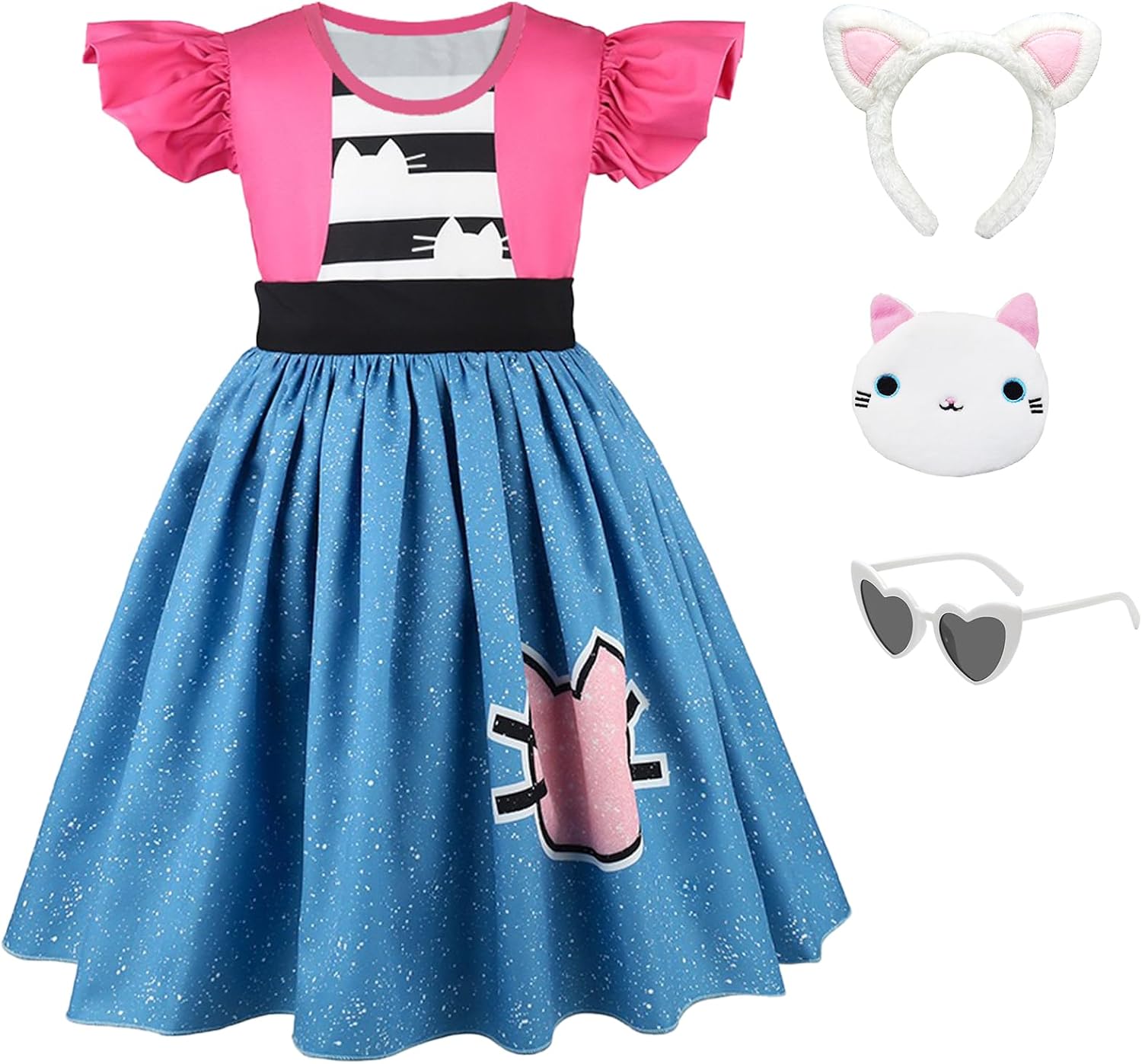 Vestido con volante y accesorios para niña