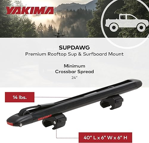 Miniatura 4 de Yakima SupDawg - Soporte para tabla de surf y SUP en la azotea totalmente montado, soporta 2 tablas de hasta 36 pulgadas de ancho, instalación sin