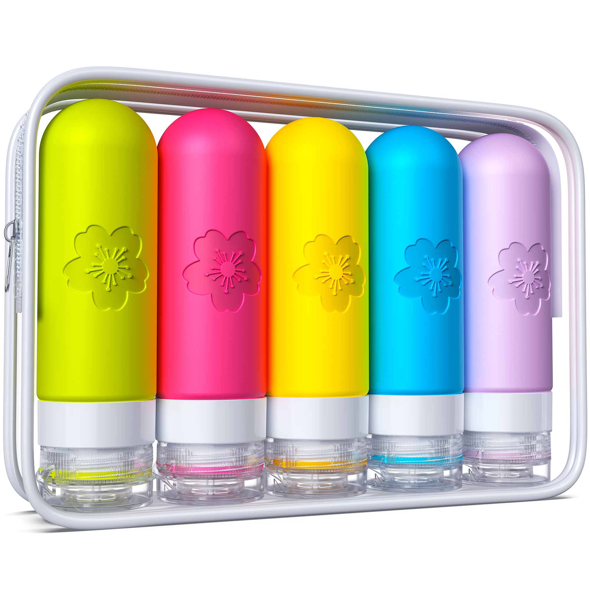Amzrole 5 Stück Reiseflaschen Zum Befüllen, Silikon Reiseflaschen TSA Genehmigt, Reise Gadgets Nachfüllbare Reisegröße Flaschen, Travel Essentials