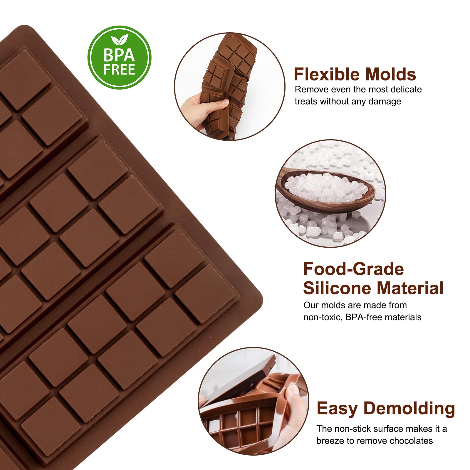 Schokoladenform Silikon 6 Tafeln - Mit Schaber & Tüten Für DIY Süßigkeiten