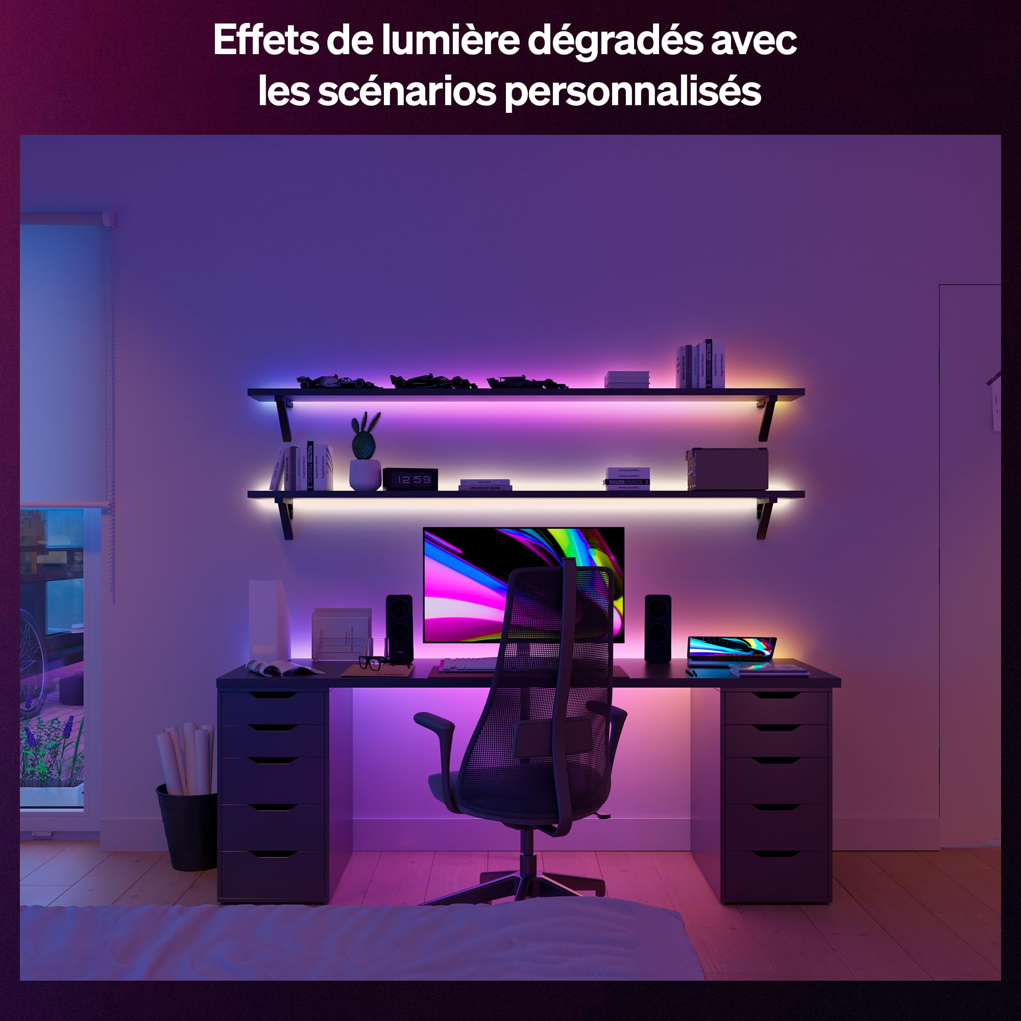 Hue Essential Ruban LED 5 Mètres, RGBIC, Ambiance Vive, Éclairage Intérieur, Installation Facile, Contrôle Via Application et Commande Vocale, Compatible Alexa, Google Assistant et Apple Home