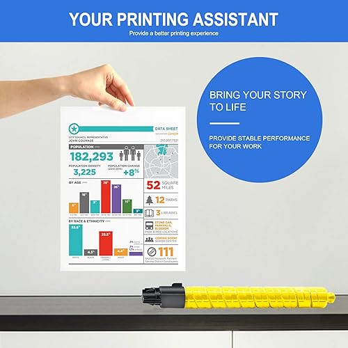 Miniatura 5 de Paquete de 1 cartucho de tóner amarillo SP C830DNA – DRAWN compatible con SP C830DNA 821118 Cartucho de tóner de repuesto para impresora Ricoh