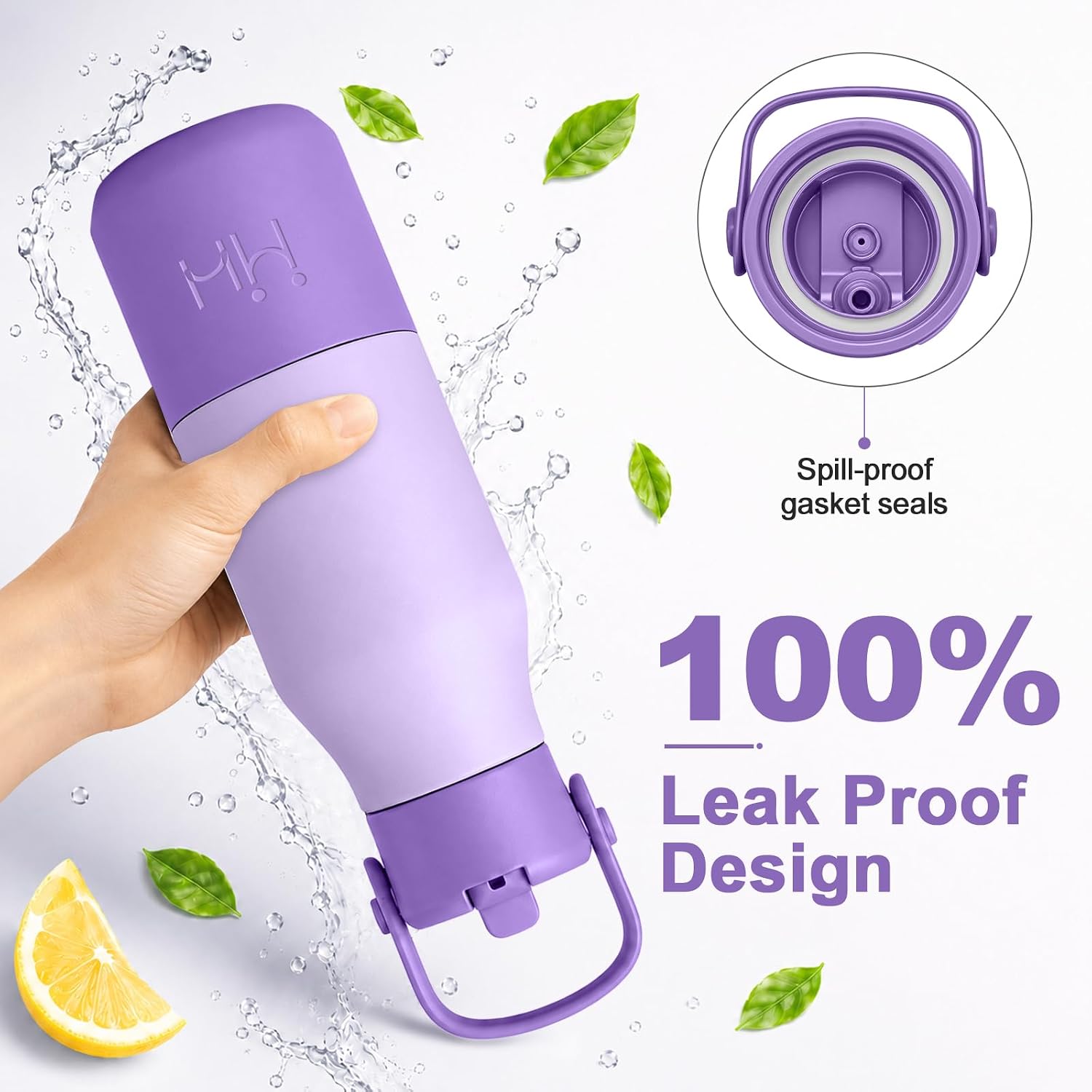 Thermos Flask, 700 ml, Water Bottle with Straw, BPA-Free, Double-Walled Thermos Flask with Non-Slip Silicone Cover for Fitness, Running, Office, Adults, Bike, Gym image 3