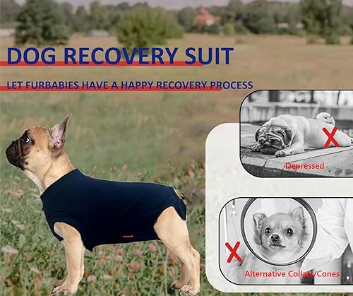 Miniatura 3 de Uadonile Traje de recuperación quirúrgica, para perros grandes y pequeños, esterilización después de la cirugía, cobertura de cuerpo completo,