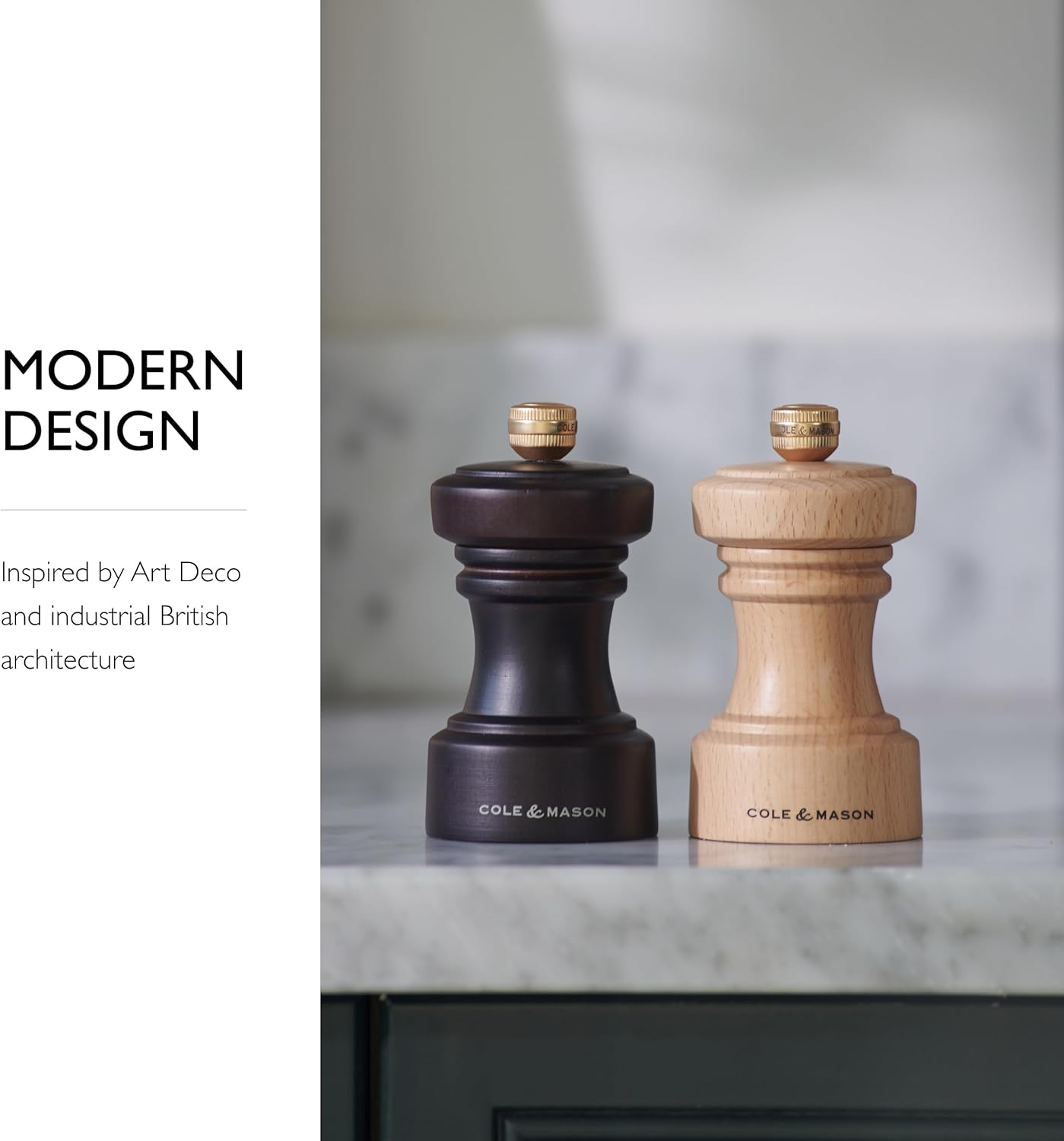 Cole & Mason Hoxton Mill - Table Black Pepper Grinder - Refillable Peppercorn Grinder - Kitchen & Home Accessory - Pepper Mill with Carbon Steel Mechanism - 4'', Chocolate Wood