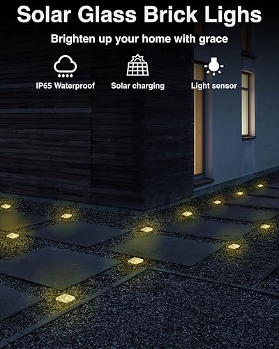Miniatura 2 de Luces solares de vidrio para exteriores, impermeables, luces LED de roca, luces de ladrillo, luces de adoquines, luces de paisajismo para jardín,