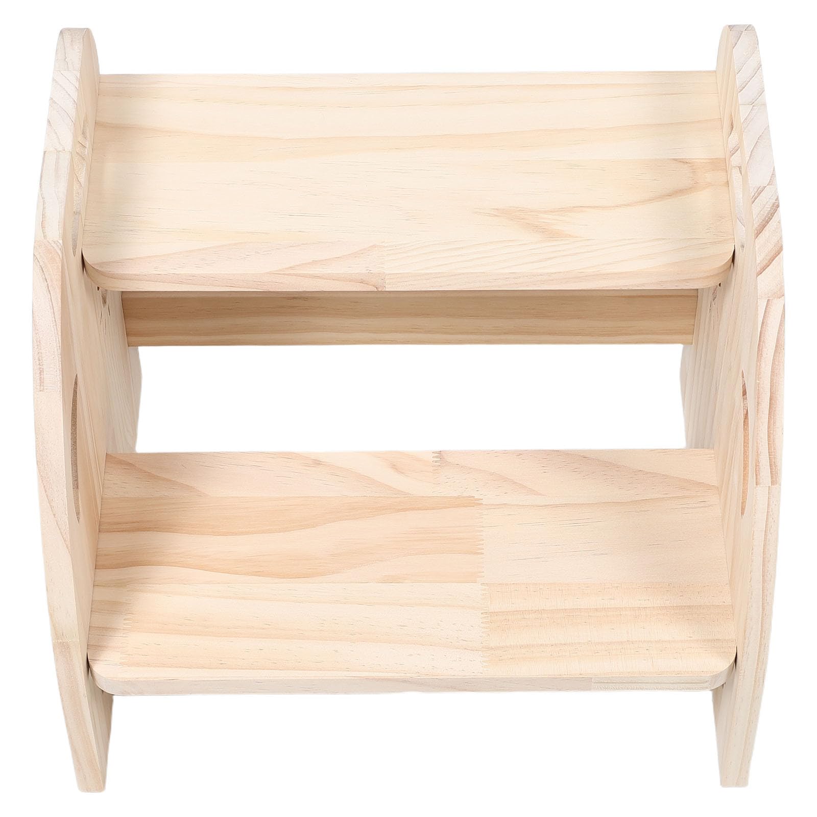 CLISPEED Holz Beige mit 2 Stufen Tritthocker und Rutschfesten Oberflächen Seitliche Griffe und Abgerundete Kanten für Badezimmer und Räume
