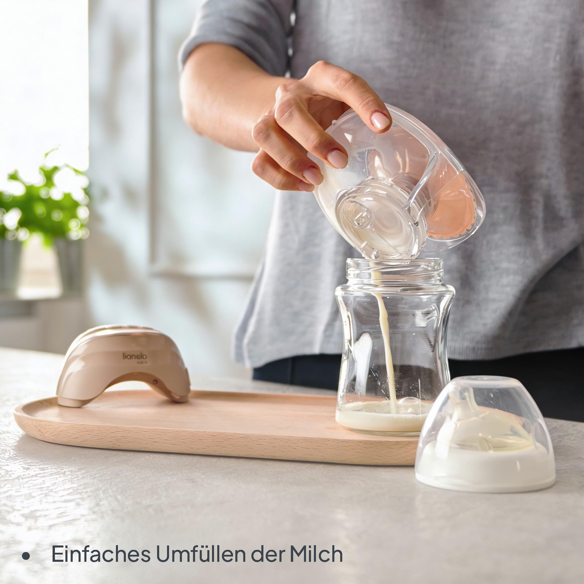 Lionelo Fidi Free Slim DUO Tragbare Elektrische Milchpumpe Kabellos | Doppelpumpe für beide Brüste, Leise bis 40 dB, 3 Phasen mit 8 Stufen, Vakuum bis 60 kPa, 2×150 ml Tritan, USB-C, Akkulaufzeit