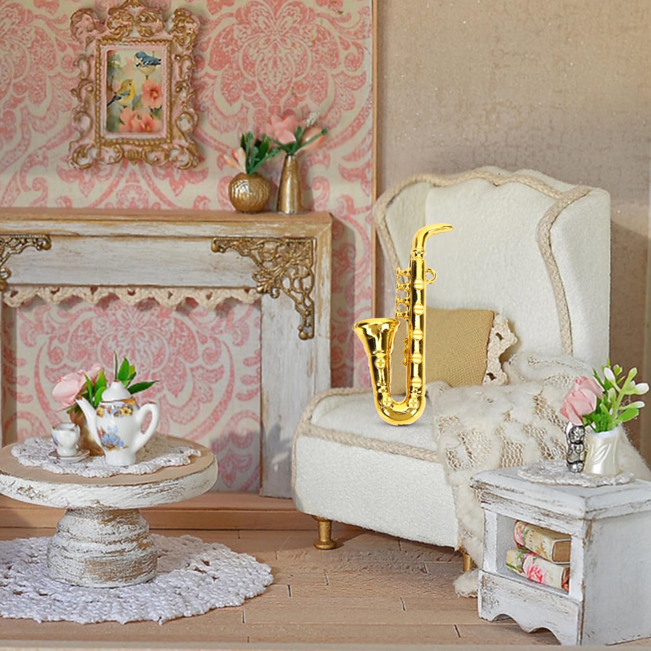 Gadpiparty Mini-Saxophon-Instrument 10 Stücke Musikinstrument Winziges Saxophon Mini Altsaxophon Tenorsaxophon Zubehör Miniaturinstrumente Für Puppenstuben