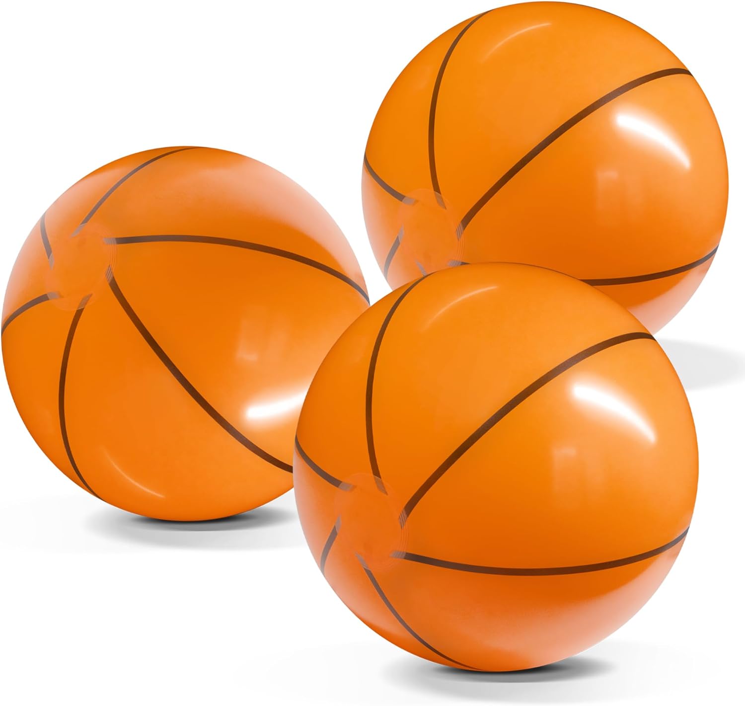 Novelty Place 12 Inch Inflatable Basketball Beach Balls Pack of 3 – Durable and Lightweight for Kids and Adults, Perfect for Indoor and Outdoor Play, Party Favors, and Sports Activities