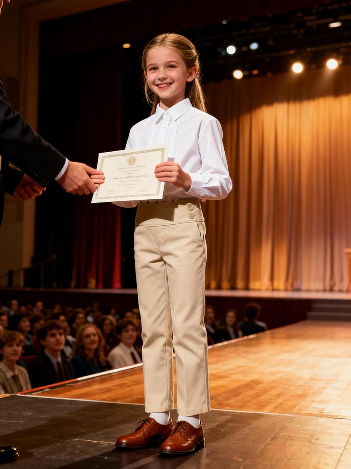 Bienzoe Girls School Uniform Pant: Kids Adjustable Waist Durable Straight Leg Dress Trouser - Image 4