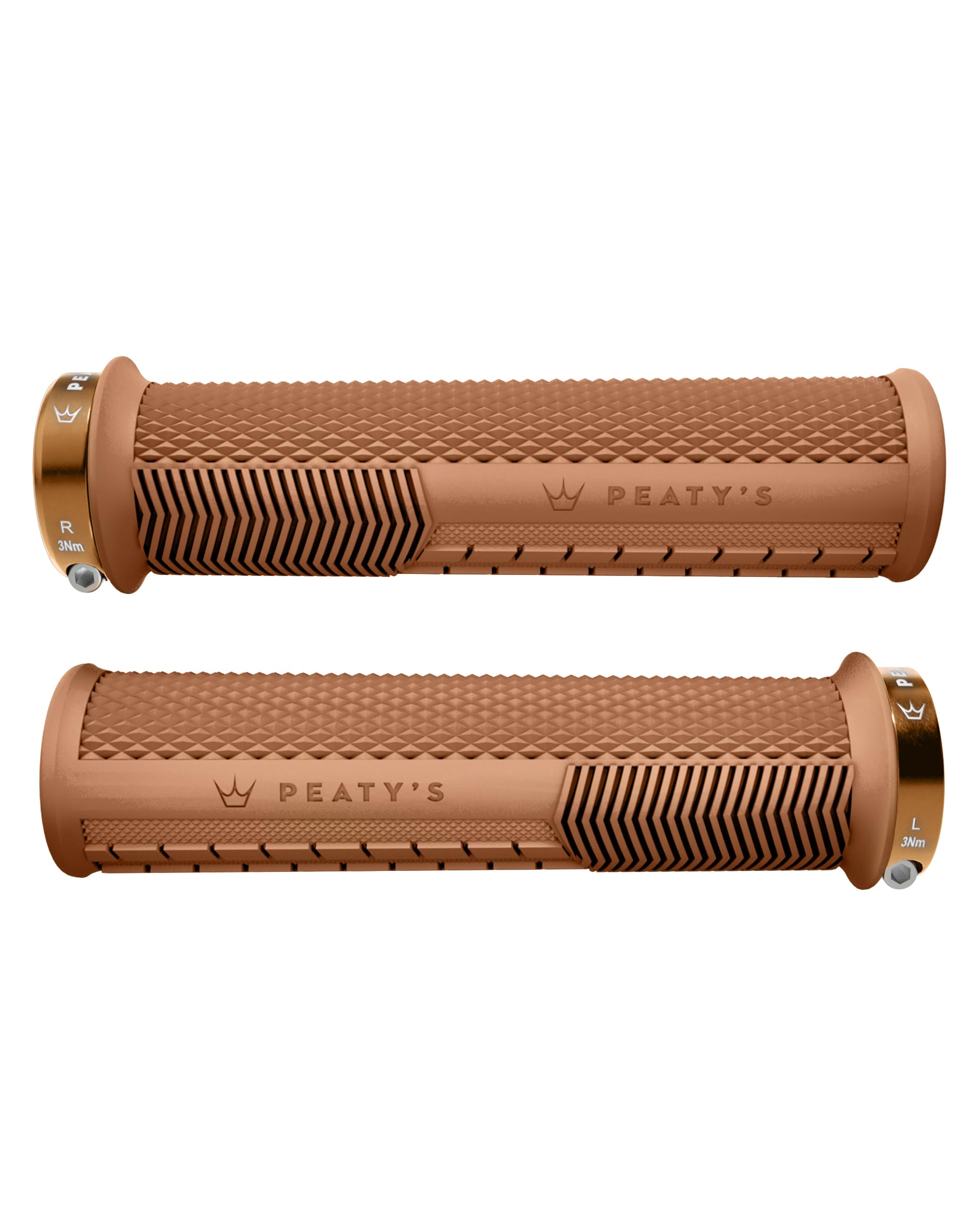 Peaty's Monarch Grips - Gum/Knurl/Thin - Race Control, Durable, Ergonomic Finger Bars, Comfort Thumb Pad, All Day Riding, All Weather & Terrain, MTB Enduro Downhill Ebike Mountain Bike