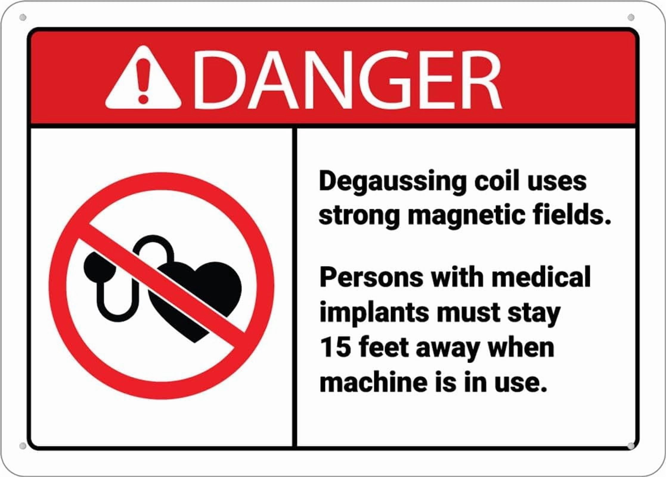 (2-Pack) Metal Tin Sign Danger Degaussing Coil Strong Magnetic Field Sign 12X8 Inch Uv Ink Printed For House And Business