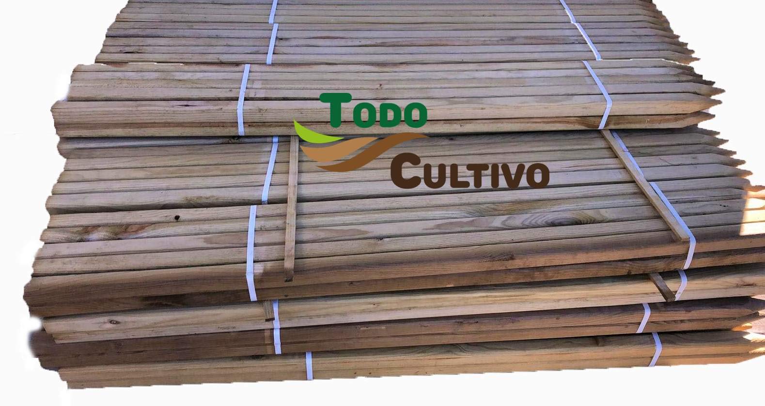 Todo Cultivo Tutor de Madera de Pino tratado de 40x40 mm. 1,5 m. de Altura. Pack de 10 Unidades. Destinado para arboles de Crecimiento vigoroso.