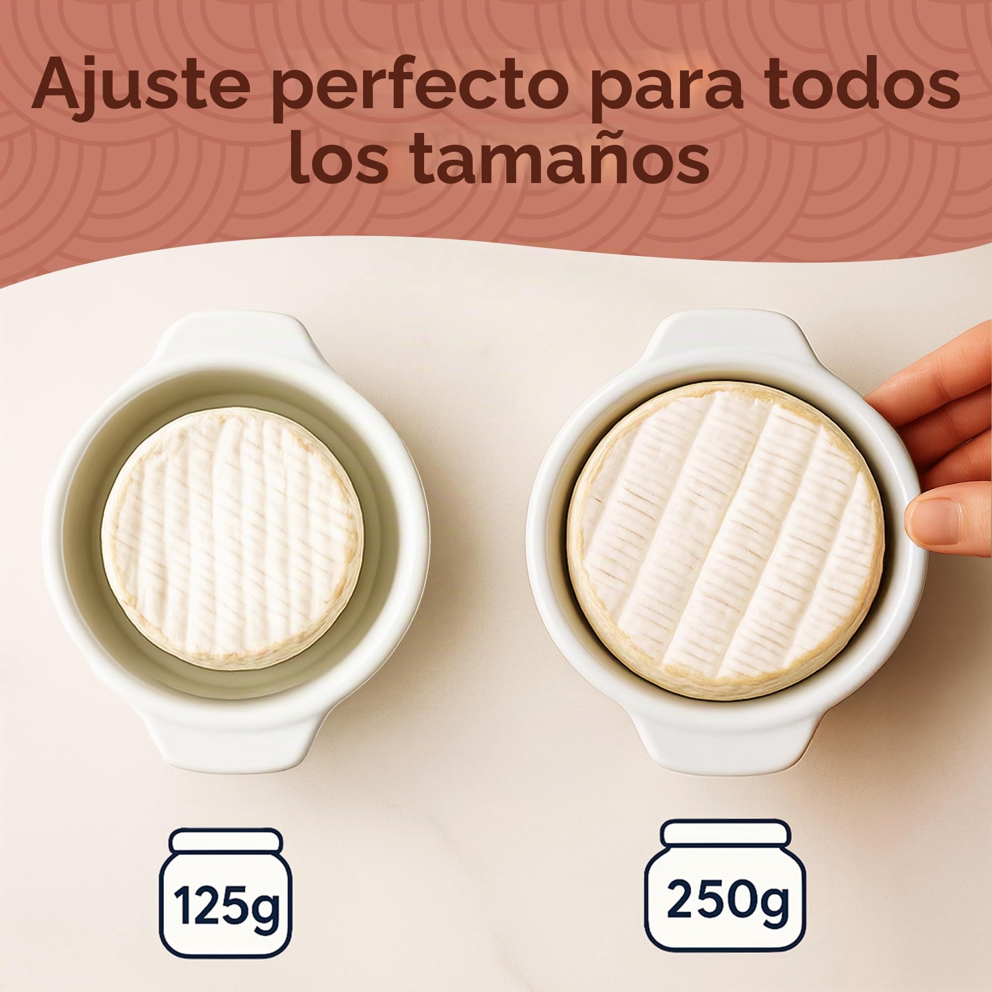 Muldale Camembert - Plato para hornear con tapa, juego de regalo, panadero de queso Camembert en color blanco, plato para hornear Brie, panadero de cerámica Camembert Baker - 14 cm - Con esparcidor y