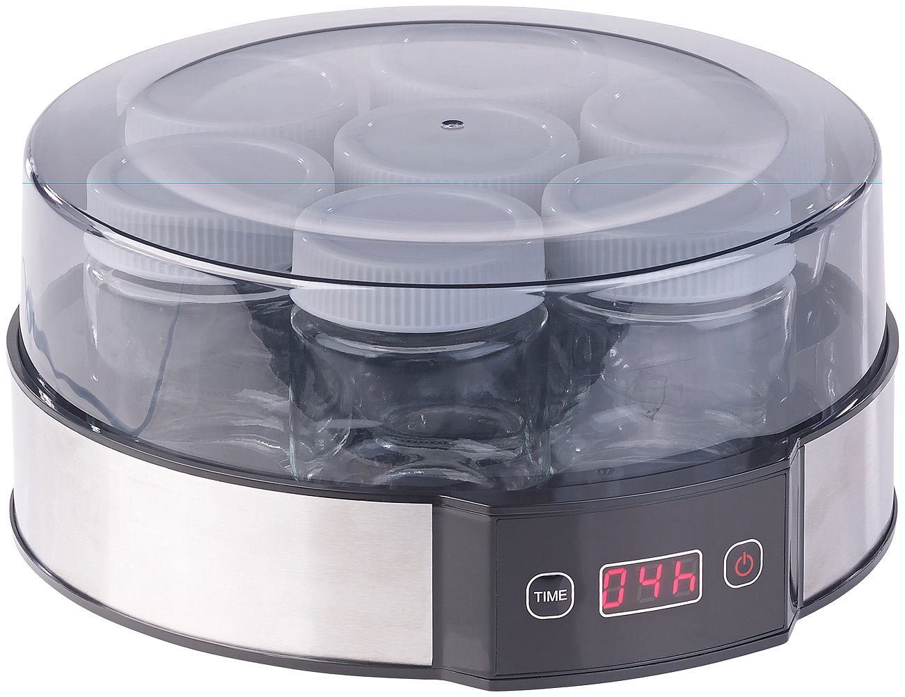Rosenstein & Söhne Joghurt Zubereiter: Joghurt-Maker mit Zeitschaltuhr, 7 Portionsgläser je 190 ml, 20 Watt (Automat, Joghurtzubereitung, frei)