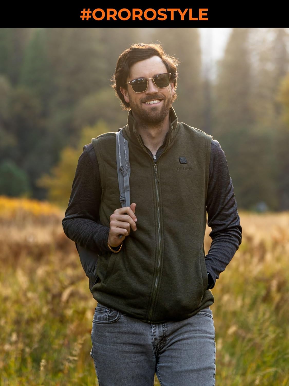 ORORO [Upgraded] Men's 4-Zone Heated Fleece Vest with Heated Collar, Lightweight Heating Vest with Battery - Image 7