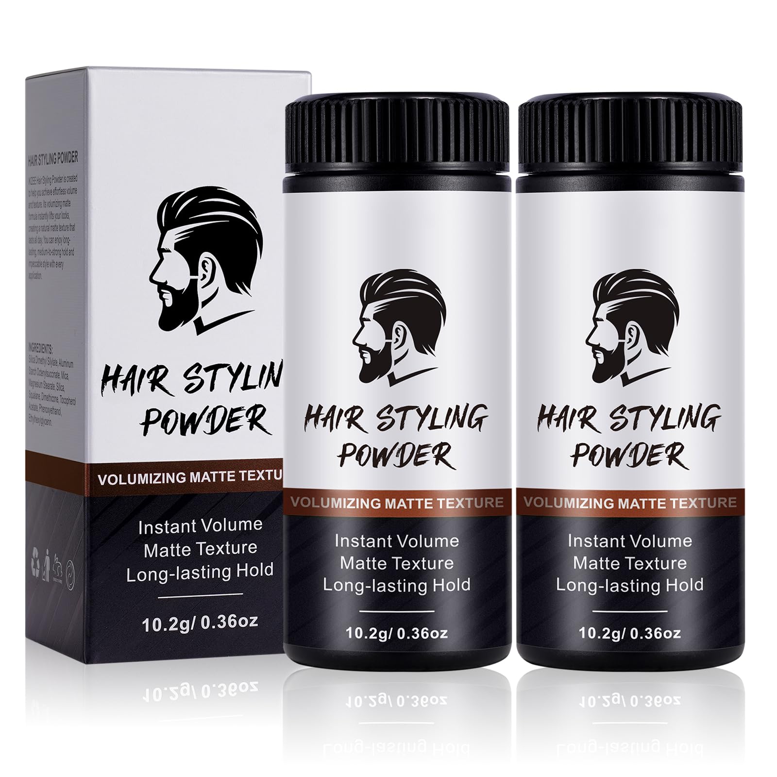 2 PCS Hair Texture Powder,Cera in Polvere per Capelli Uomo,Hair Styling Powder Tenuta di Lunga Durata-Effetto Opaco e Finitura Naturale, Aggiunge Volume ai Capelli