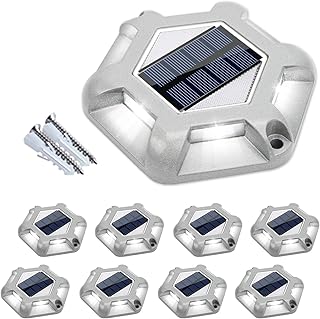 Solar Dock Lights Outdoor Waterproof, APONUO Driveway Lights Led Solar Powered Bright White 6 LEDs Outdoor Solar Dock Deck Lights for Marine Dock Stairs driveways (8 Packs)