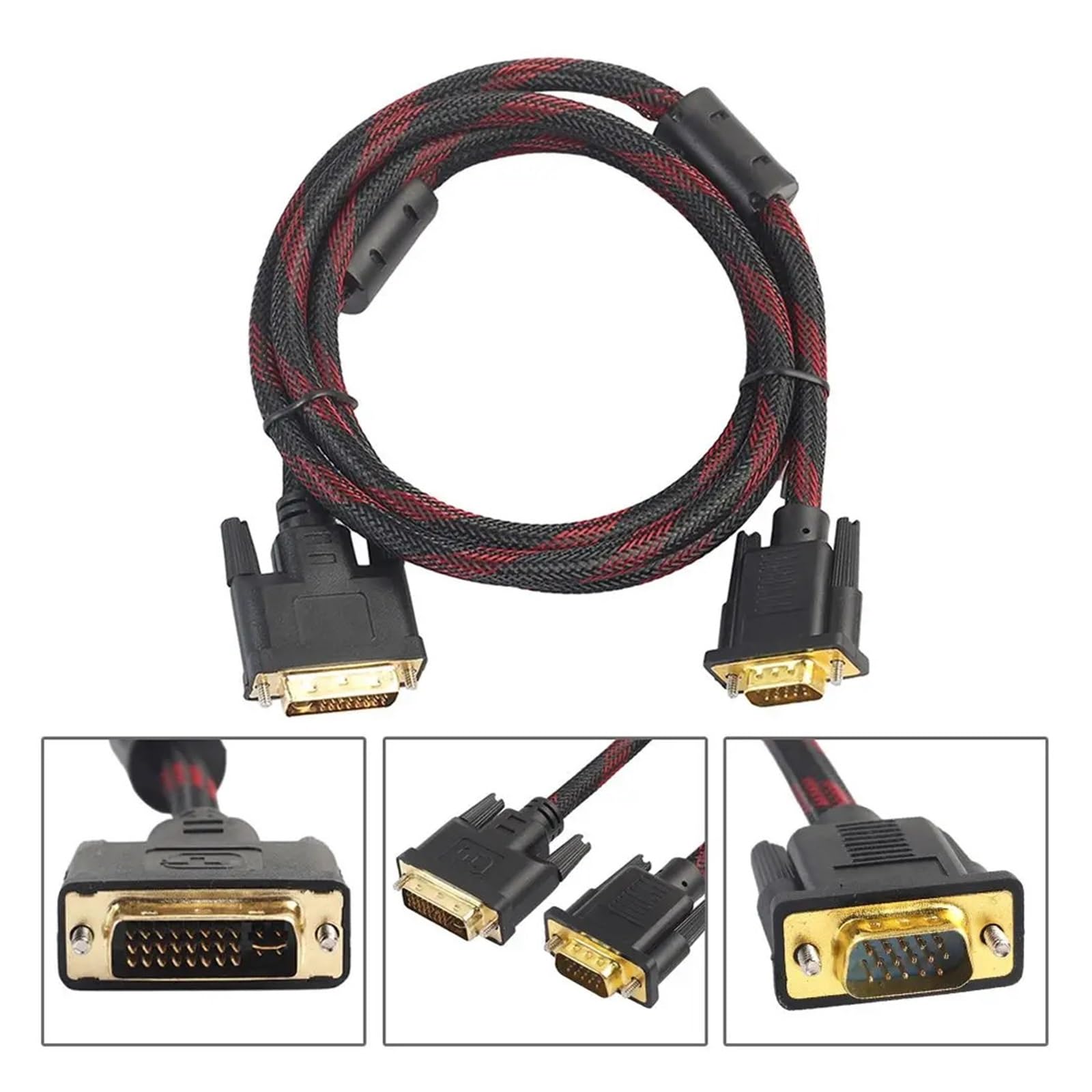 Câble DVI mâle vers mâle DVI-I 24+5 fils bidirectionnel DVI-I vers ligne vidéo compatible avec les moniteurs HDTV DVD d'ordinateur portable 1,5 m