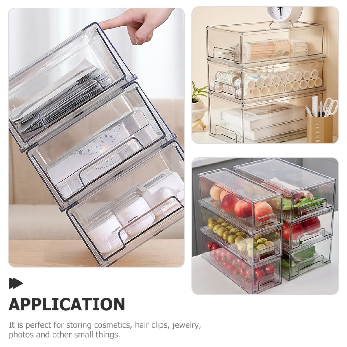 TOPBATHY Organisateur de Bureau Tiroirs de Rangement en Pet Transparent Capacité Suffisante, Design Simple et Fonction pour Cosmétiques et Accessoires
