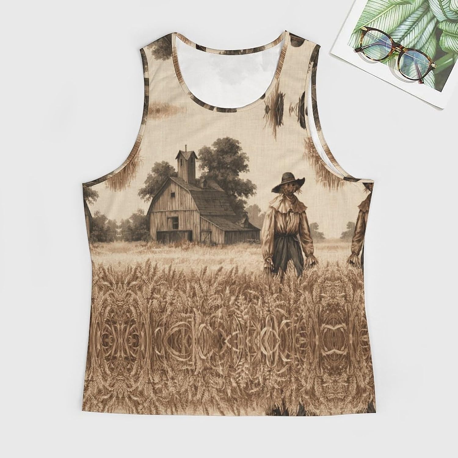 Scarecrow and House Men's All Over Print Muscle Tank Top Sleeveless V Neck Workout Gym Casual Sports Tee S‑5XL