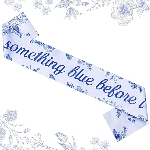 Something Blue Before I Do - Decoración de despedida de soltera con texto en inglés "Something Blue Before I Do", banda de perlas claras, banda