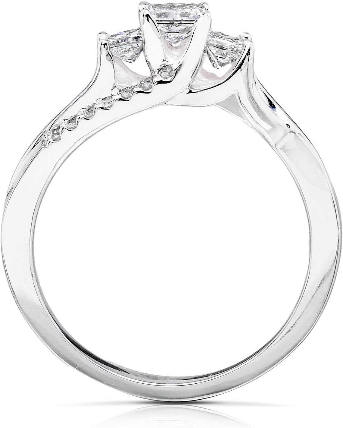 Kobelli 1/2ct TW Princess & Round Diamond Bridal Set in 14k White Gold - Size 10